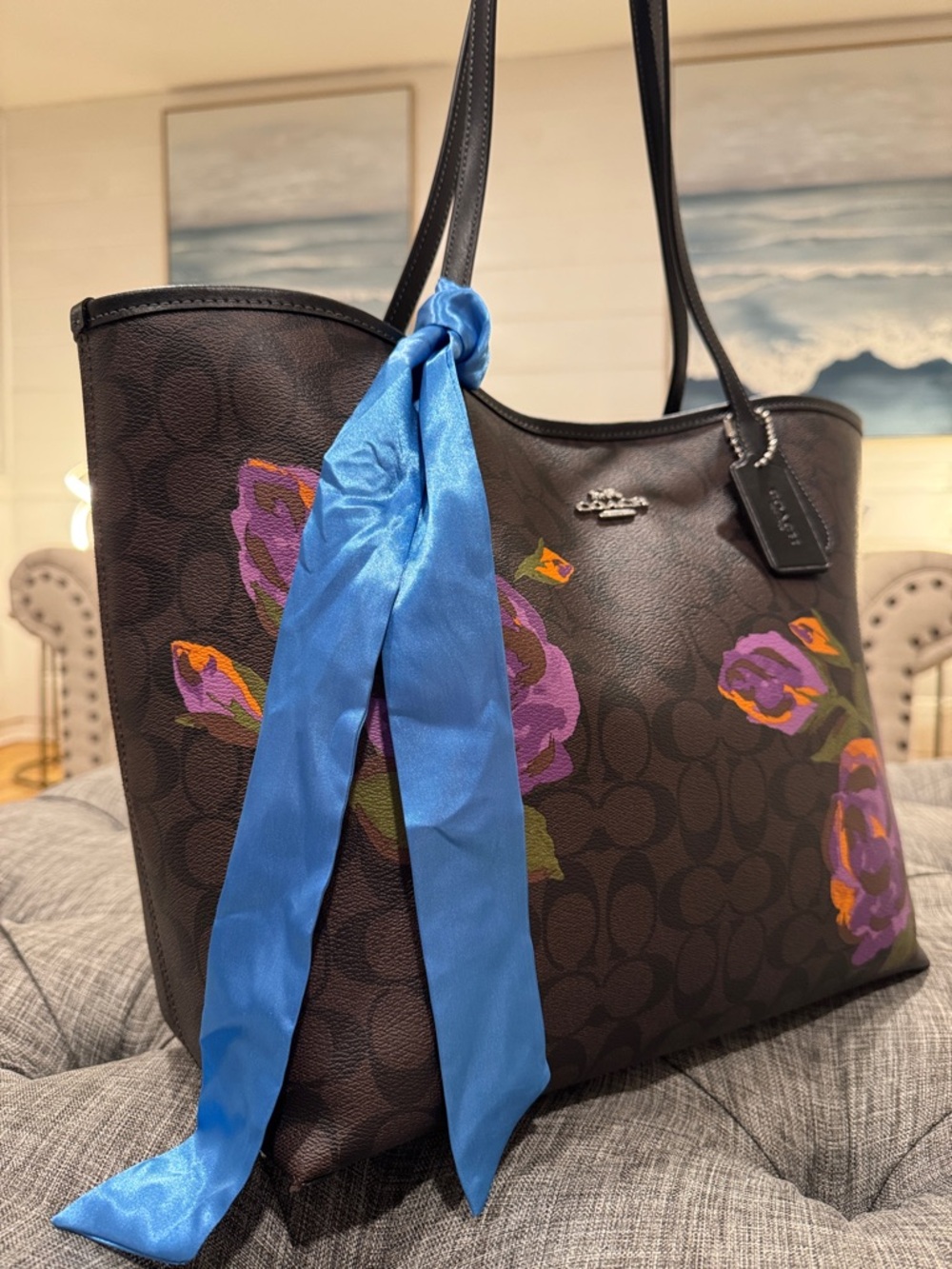 Coach Bag City Tote in Signature Brown with Floral Print - Picture 3 of 17